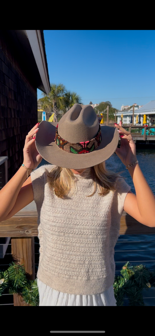 Orijinal Peggy Taupe Hat - Kilim Band Dark
