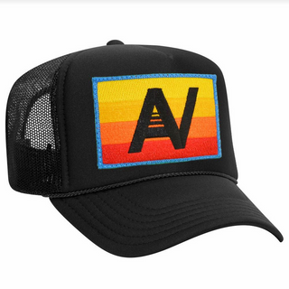 Aviator Nation Logo Rainbow - Vintage Low Rise Trucker in Black