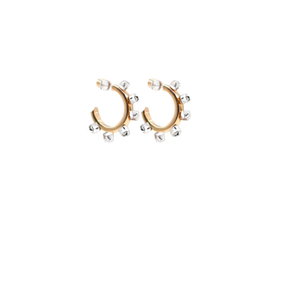 Smith & Co. Mixed Metal Huggie - Gold (with silver stones)