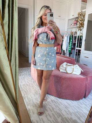 Bailey Rose Sailboat Print Cotton Button Dress
