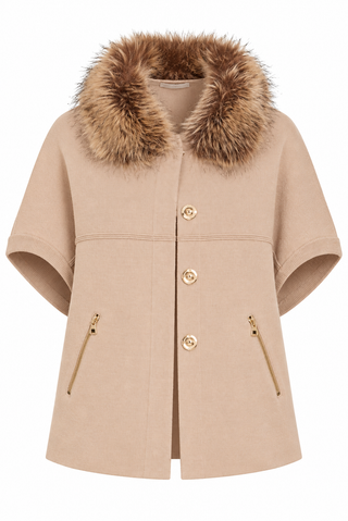 Dolce Cabo Camel Cocoon Faux Fur Cardigan