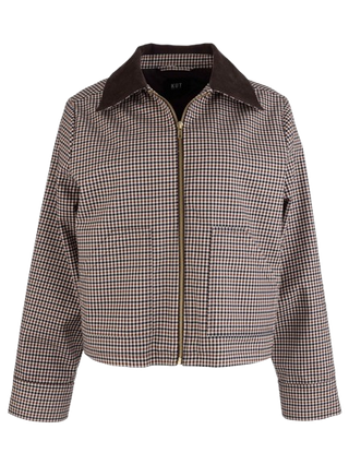 Kut Blue Natalia Zip Front Jacket With Cord Collar