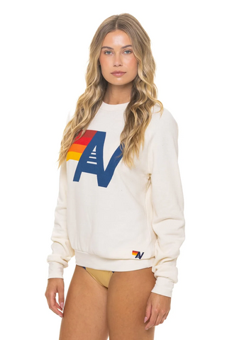 Aviator Nation Logo Vintage White Crew Sweatshirt Relaxed