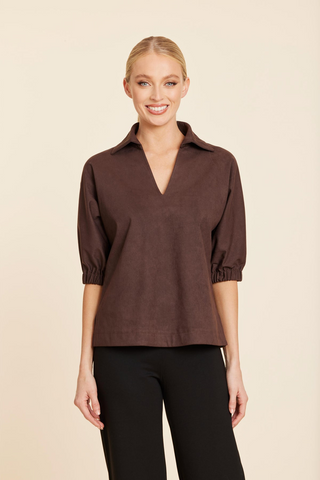 Dolce Cabo Faux Suede Johnny Collar Top