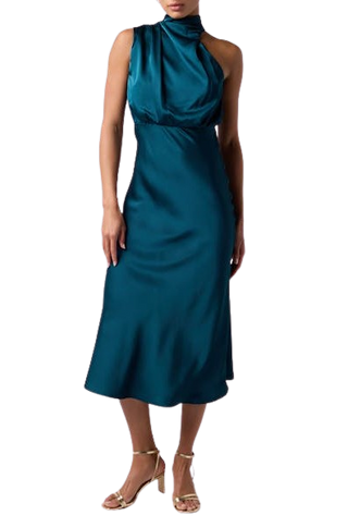 Lulus Dublin Asym Neck Midi Dress