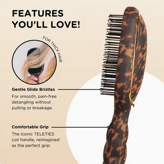 Teleties Detangler Hair Brush For Thick Hair - Tortoise