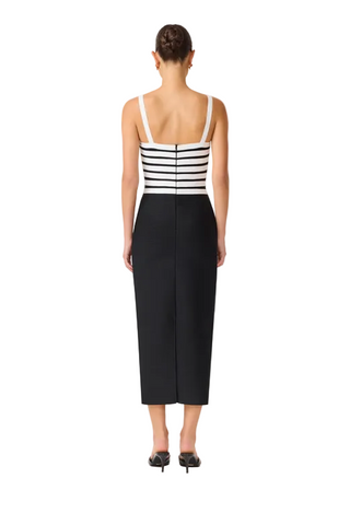 Elliatt Ninette Strap Column Midi Dress in Black and White
