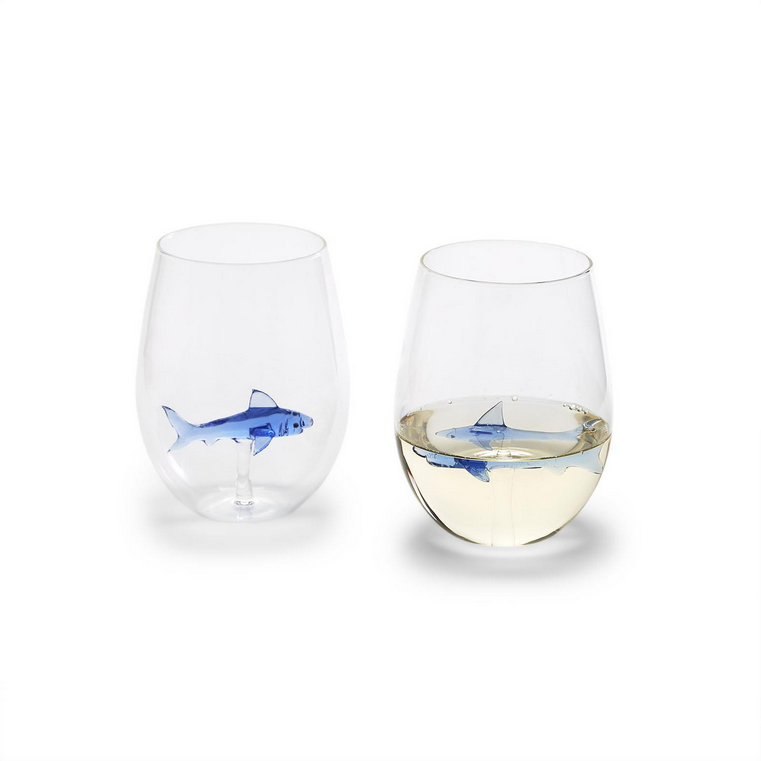 Two's Company Great White Shark Wine Glass - Thumbnail 4