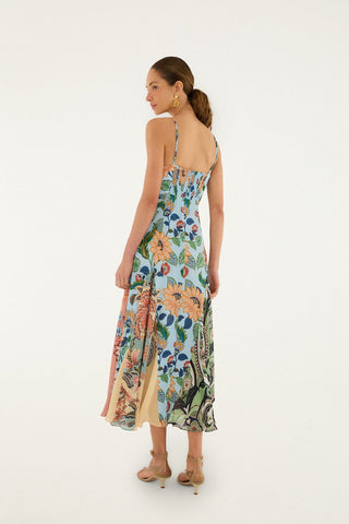Farm Rio Floral Delhi Sleeveless Maxi Dress, Lt Blue