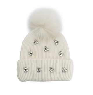 Mitchie's White Hat with Diamond Crystal Stones