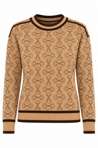 THML Bow Print and Button Shoulder Sweater