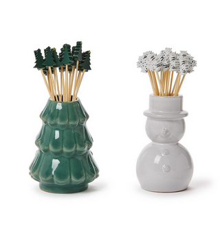 Two's Company Holiday Pick Holder with 2 Designs