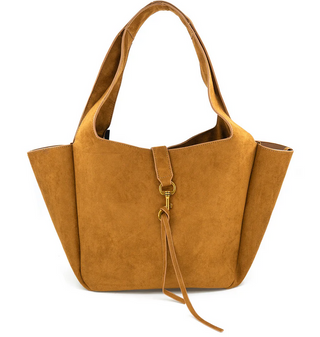 BC Handbags Faux Suede Handbag in Cognac