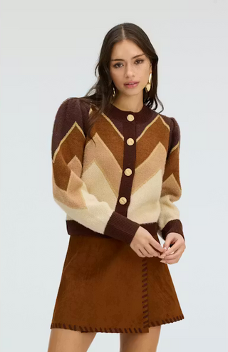 Allison New York Fuzzy Chevron Sweater