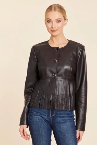 Dolce Cabo Faux Leather Fringe Jacket