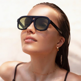 Freyrs Voyager Acetate Oversized Aviator Sunglasses - Black
