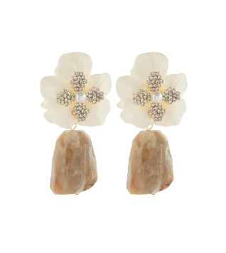 Monkee's Jewelry And Acc Crystal Flower & Geometric Shape Earrings / Natural