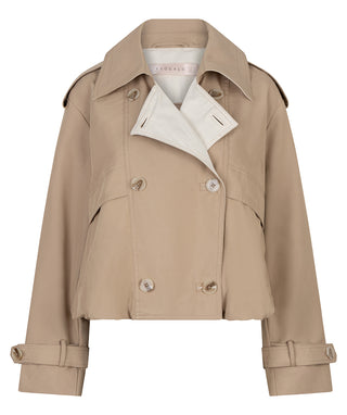 Esqualo Short Trench Coat in Stone