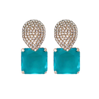 St. Armands Designs Turquoise Retro Pave Crystal Gum Drop Statement Earrings