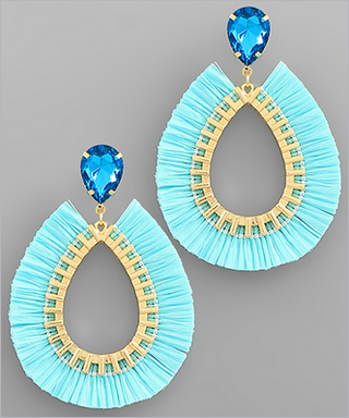 Monkee's Jewelry And Acc Raffia Teardrop Earrings/ Multiple Colors