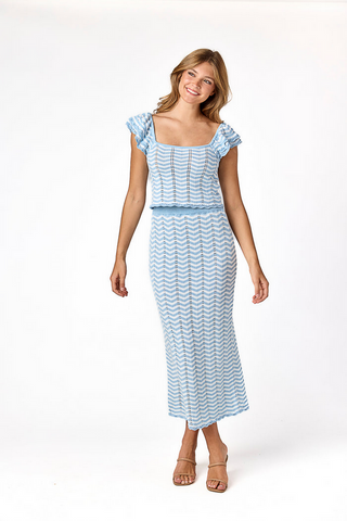 Cake For Dinner Rosso Blue Wave Knit Skirt