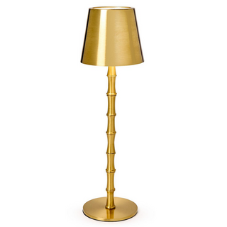 Two's Company LED Portable Cordless Gold Bamboo Table Lamp in Gift Box