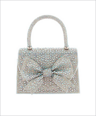 Monkee's Jewelry & ACC Silver Crystal Bow Handle Bag