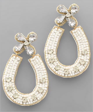MC Crystal & Seed Bead Oval Earrings