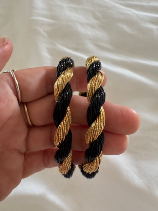 The Heartknot Black And Gold Stacker
