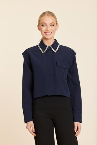 Dolce Cabo Rhinestone Embellished Shirt Jacket