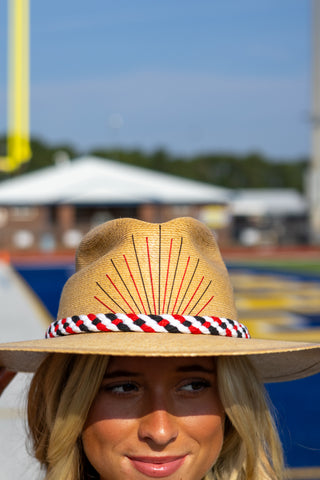 Tipsy Threads NC State Natural Palm Hat in Red & Black