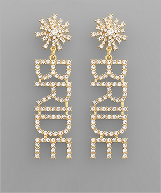 Monkee's Jewelry And ACC Pave BRIDE Letter Drop Earrings/ 3 Color Options