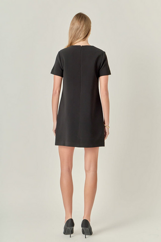 English Factory Gold Button Pointed Mini Dress