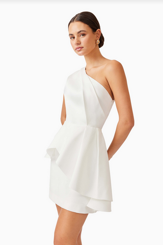 Elliatt Gabi Ivory Asymmetrical Mini Dress