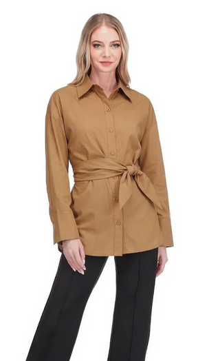 Jade Side Wrap Tie Tunic Blouse