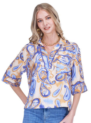 Joy Joy Golden Blue Paisley Overshirt