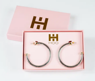 Hoo Hoops Lightweight Hypoallergenic Large Hoop Earrings - Silver and Gold - Two Toned Mixed Metal