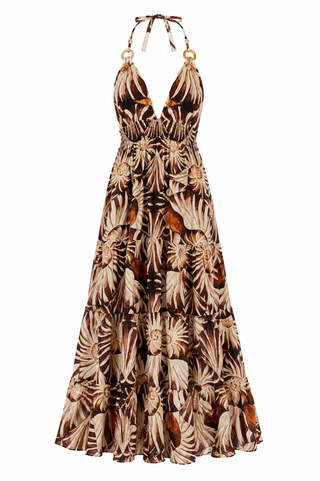 Farm Rio Ammonite Multicolor Knot Sleeveless Maxi Dress