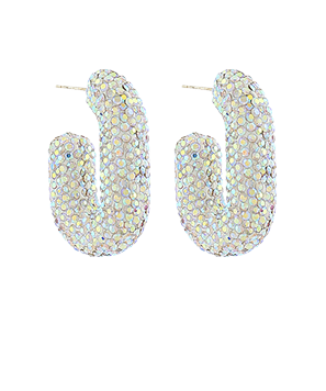 Paved Crystal Bold Oval Hoops | Multiple Colors