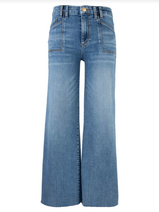 Kut Meg High Rise Wide Leg FRT PKTS Inset-Raw Hem in Earn