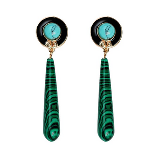 St. Armands Designs Turquoise and Malachite Drop Earrings