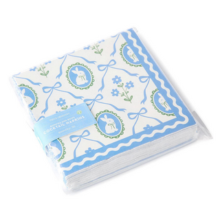 Two's Company Bunnies and Bows 3-Ply Paper Cocktail Napkin