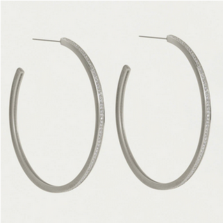 Dean Davidson Petite Pave Large Thin Hoops / Silver