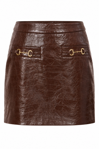 Dolce Cabo Vegan Leather Horse Bit Short Skirt