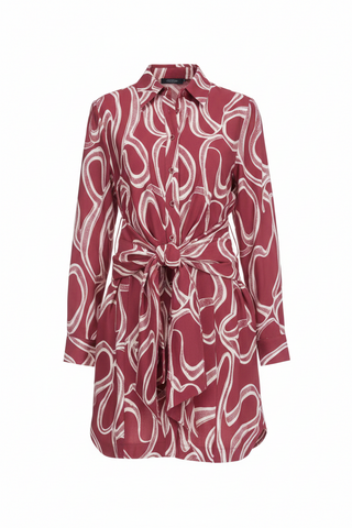 Jade Red Ribbons Shirt Dress