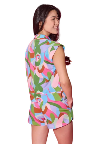 Alden Adair Clara Top in Aqua Hall of Mirrors