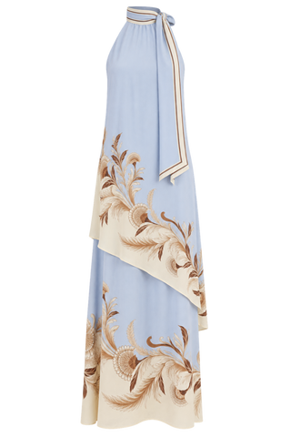 Farm Rio Blooming Garden Light Blue Sleeveless Long Dress