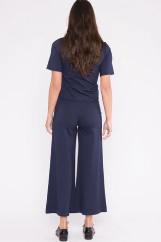 Ripley Rader Ponte Knit Wide Leg Pant: Cropped in Navy