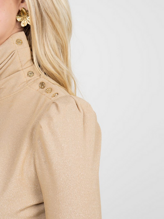 Emily McCarthy Tessa Top In Metallic Gold Knit