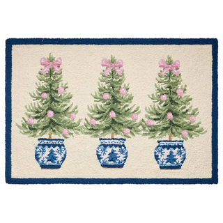 Peking Handicraft Holiday Trees Hook Rug